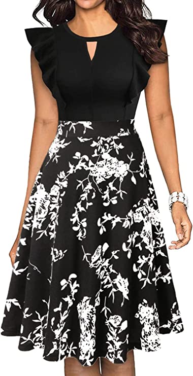 Vestidos tipo vintage plissados com linha de balanço