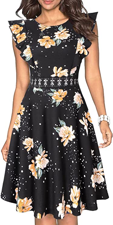 Vestidos tipo vintage plissados com linha de balanço