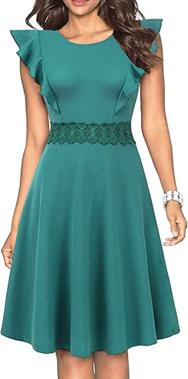 Vestidos tipo vintage plissados com linha de balanço