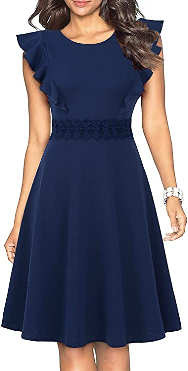 Vestidos tipo vintage plissados com linha de balanço