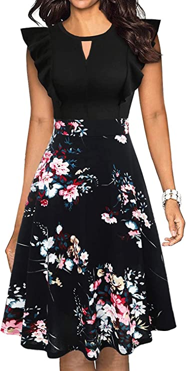 Vestidos tipo vintage plissados com linha de balanço