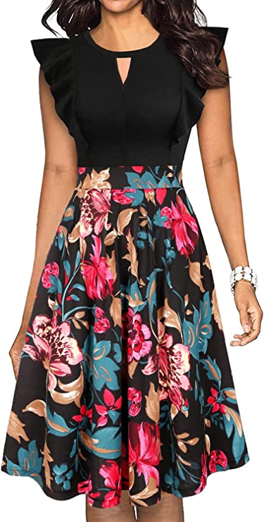 Vestidos tipo vintage plissados com linha de balanço