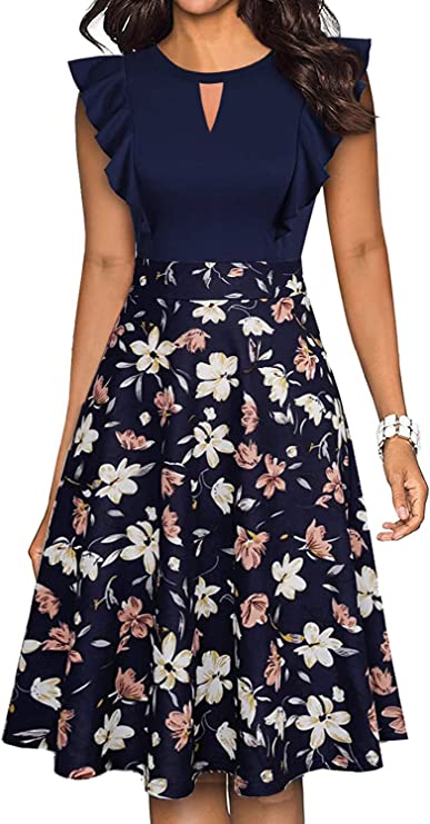 Vestidos tipo vintage plissados com linha de balanço