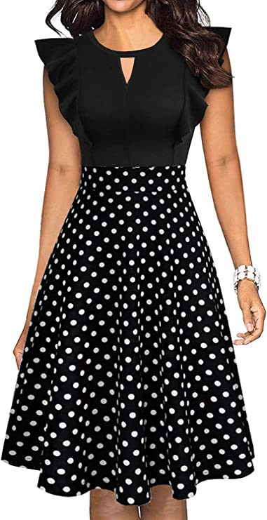 Vestidos tipo vintage plissados com linha de balanço