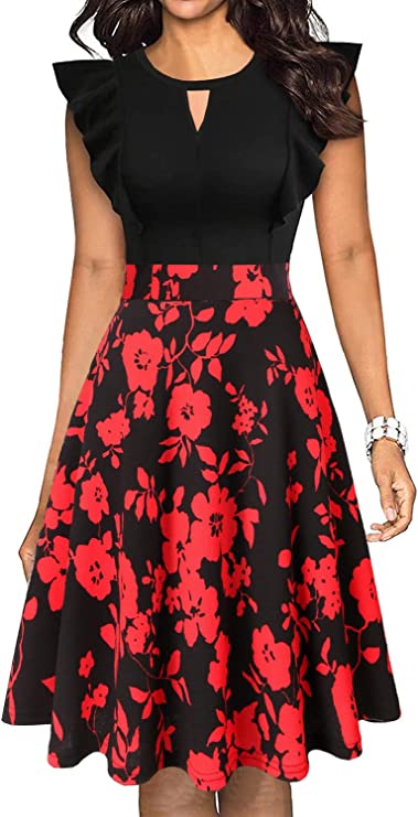 Vestidos tipo vintage plissados com linha de balanço
