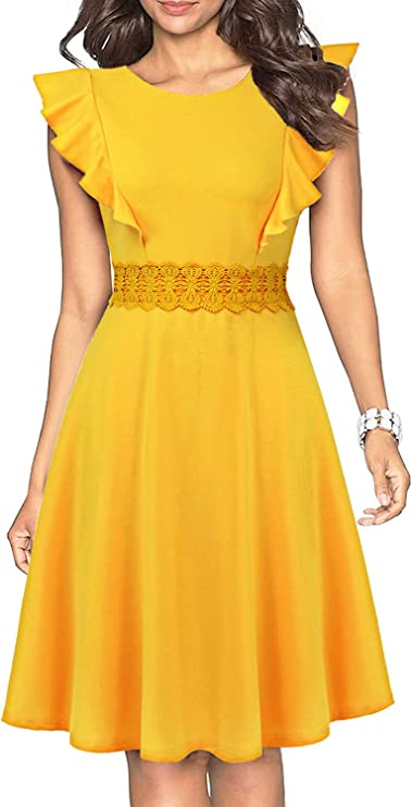 Vestidos tipo vintage plissados com linha de balanço