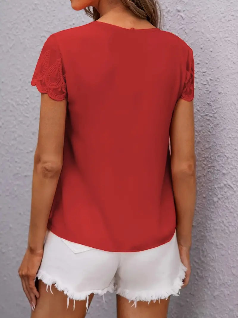 Blusas casuais sólidas com gola redonda, sexy chiffon