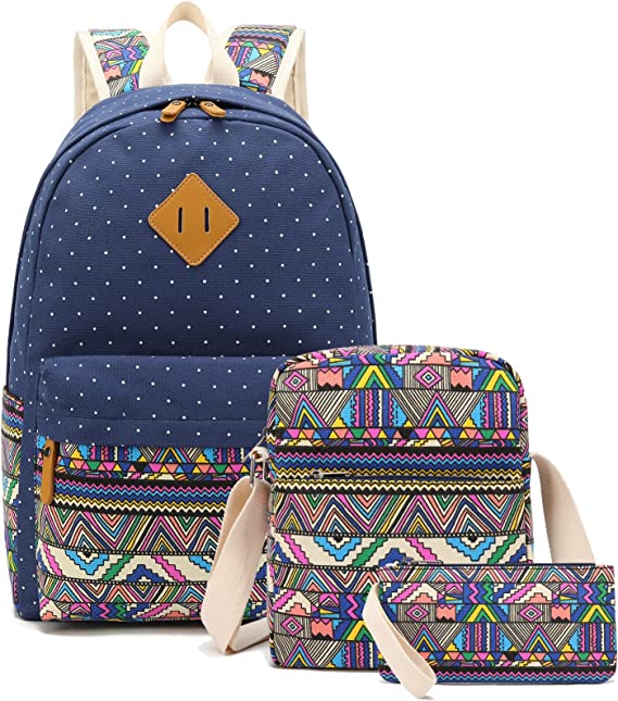 Conjunto 3 peças de mochilas escolares com kits de lanche e material