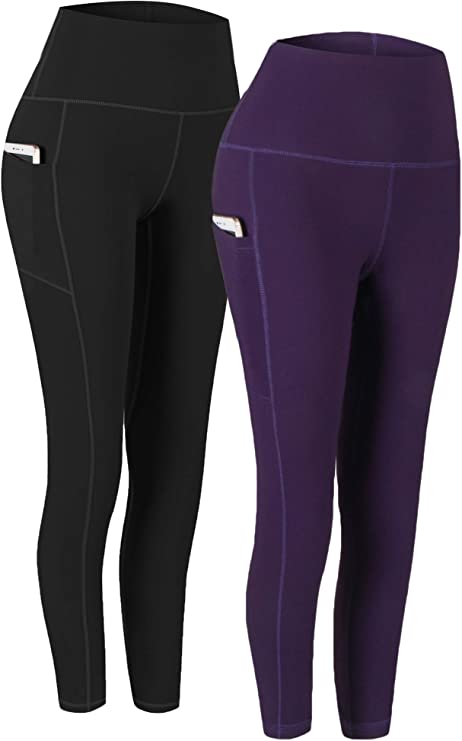 2 Pares de colantes de ioga com cintura Alta e bolsos