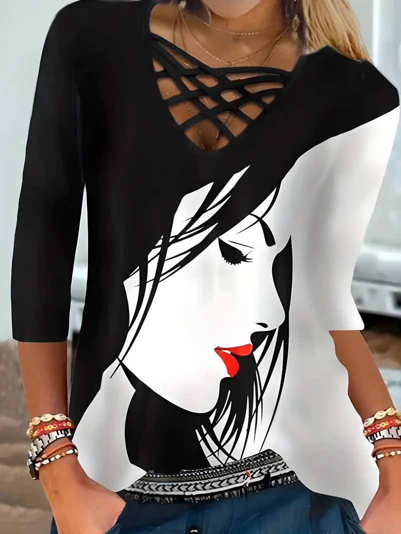 Camiseta Criss Cross com estampa de figuras