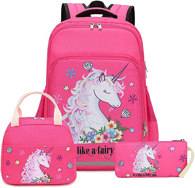 Conjunto de 3 pecas de mochila, kit de lanche e material
