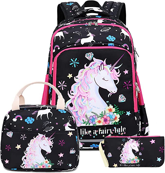 Conjunto de 3 pecas de mochila, kit de lanche e material