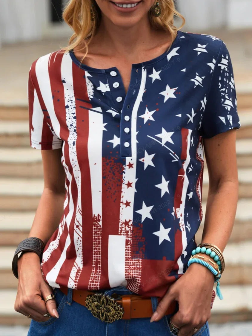 Camiseta de gola redonda dividida