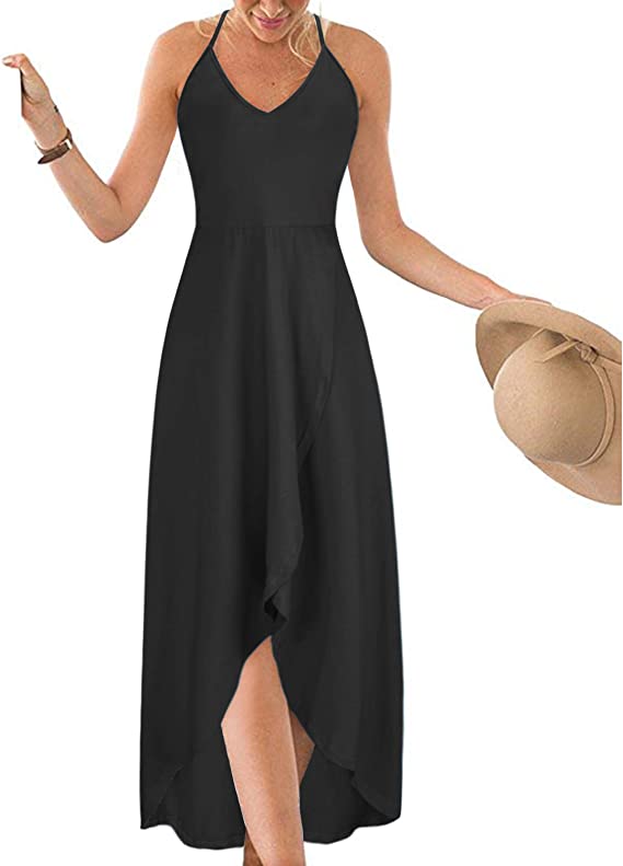Vestidos de verão casuais com decote em V sem mangas florais patchwork assimétricos