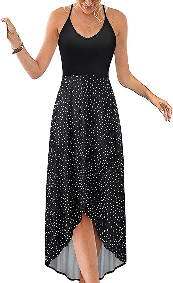 Vestidos de verão casuais com decote em V sem mangas florais patchwork assimétricos