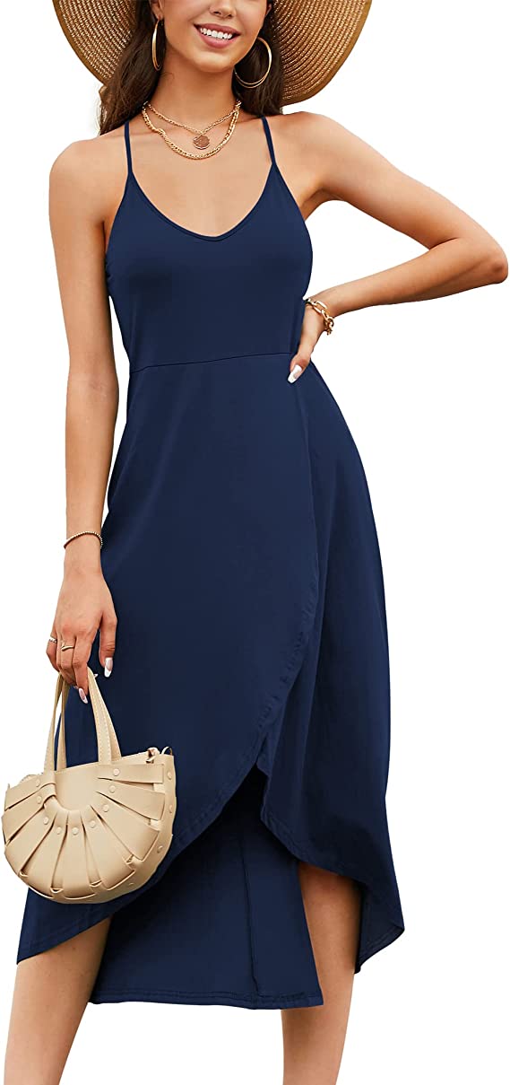 Vestidos de verão casuais com decote em V sem mangas florais patchwork assimétricos
