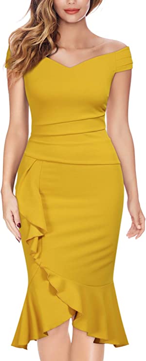 Vestido formal feminino ombro decotado decote em V com pregas cintura colada ao corpo