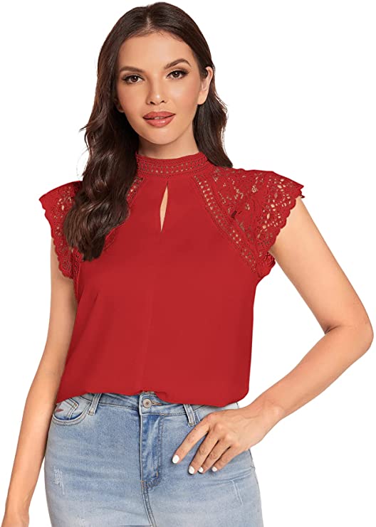 Blusas femininas elegantes manga curta com abertura contrastante