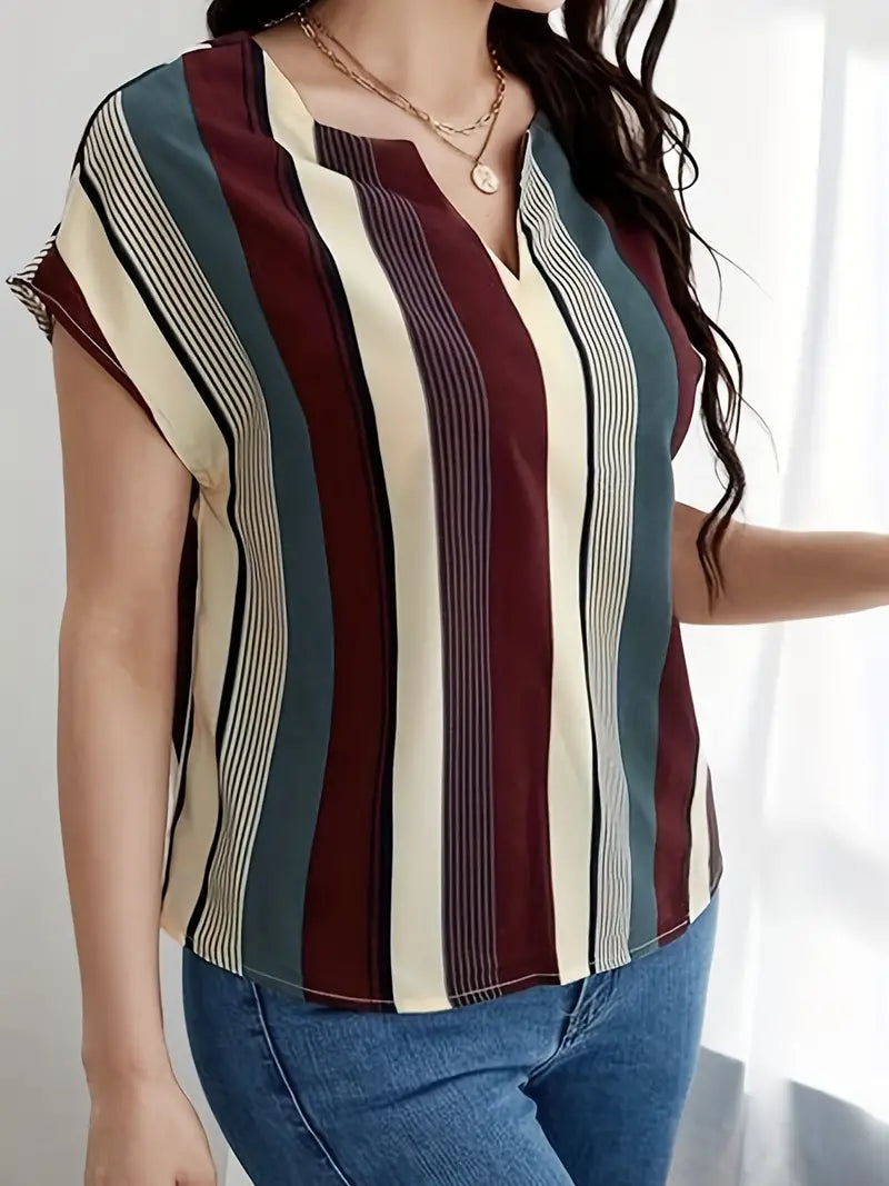 Camisa de manga curta com estampa listrada