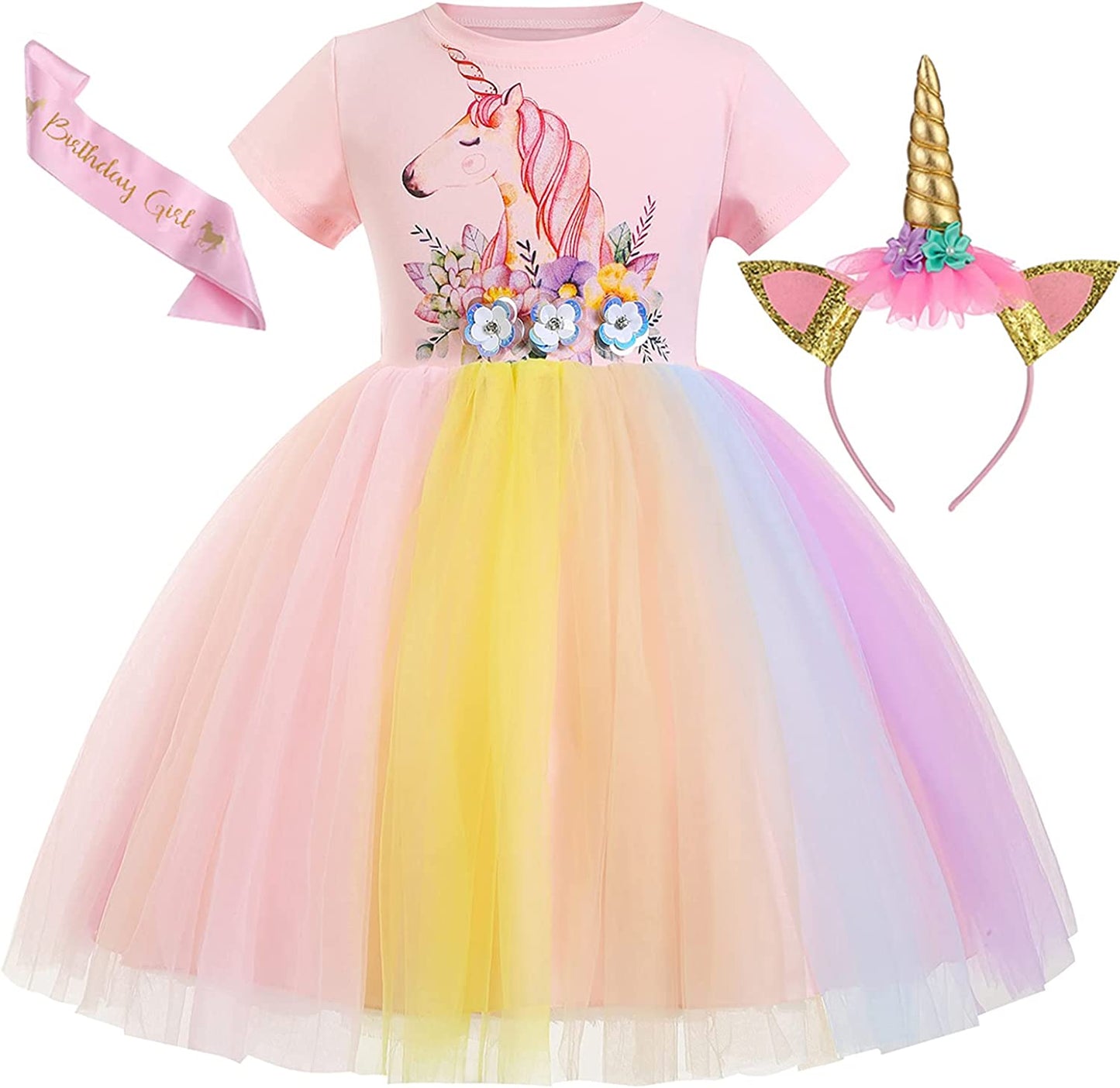 Vestido de Princesa tamanhos de 3 a 8 anos