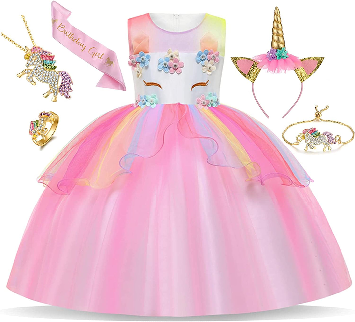 Vestido de Princesa tamanhos de 3 a 8 anos