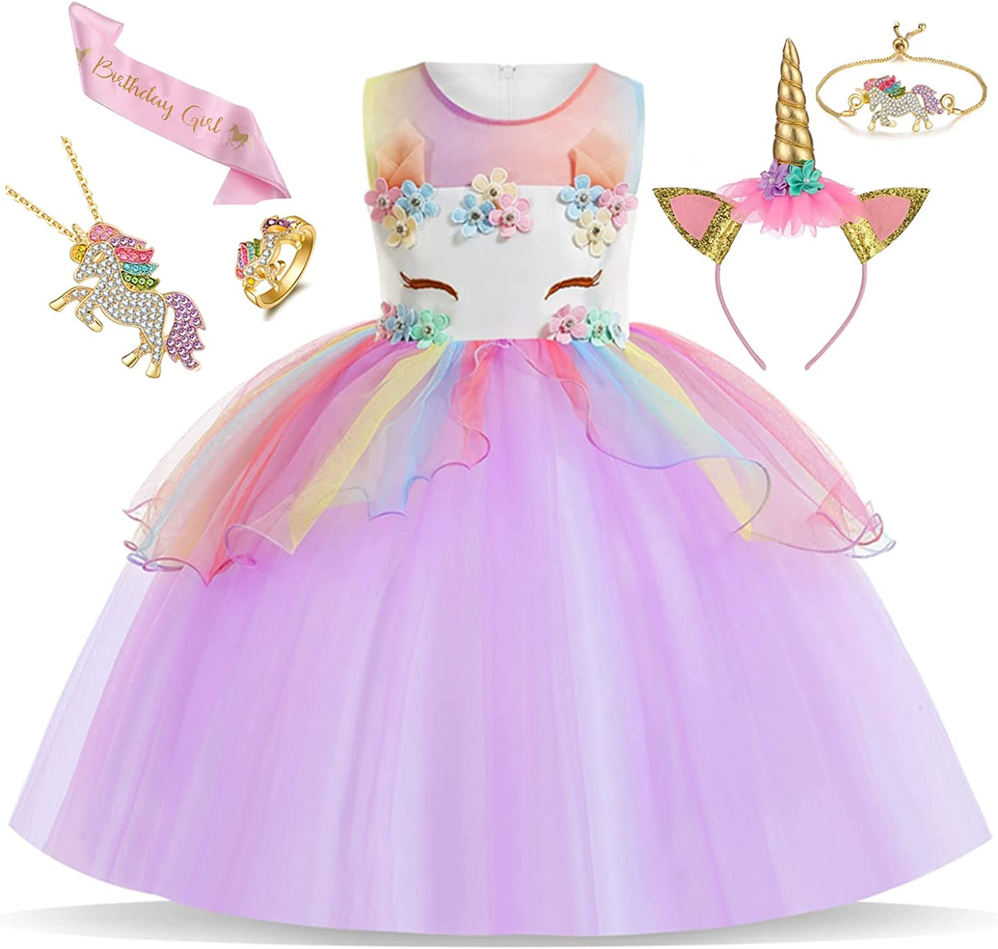 Vestido de Princesa tamanhos de 3 a 8 anos