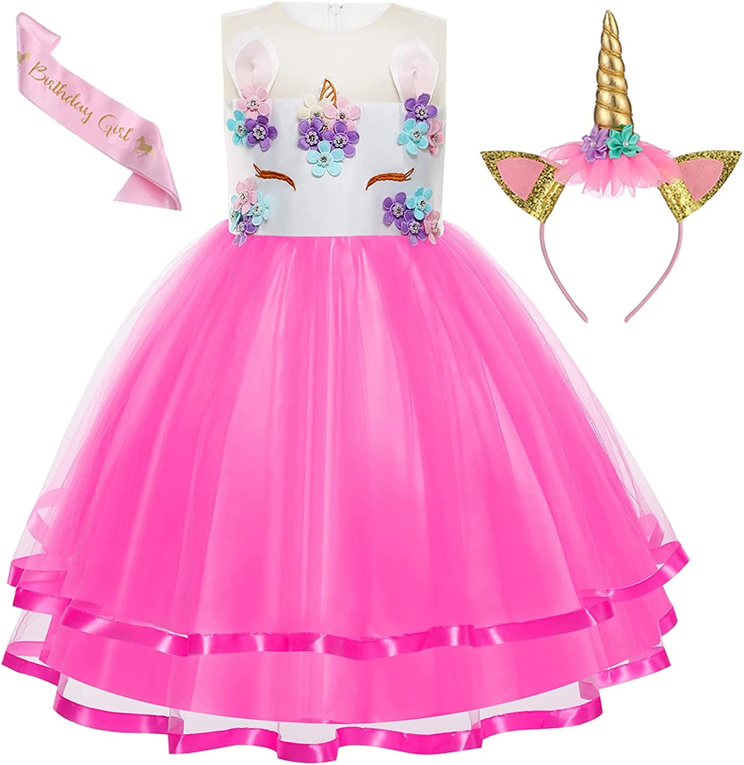 Vestido de Princesa tamanhos de 3 a 8 anos