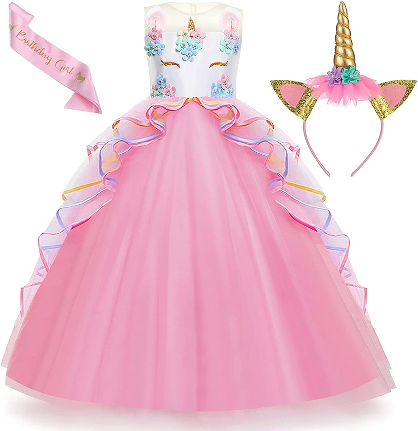 Vestido de Princesa tamanhos de 3 a 8 anos