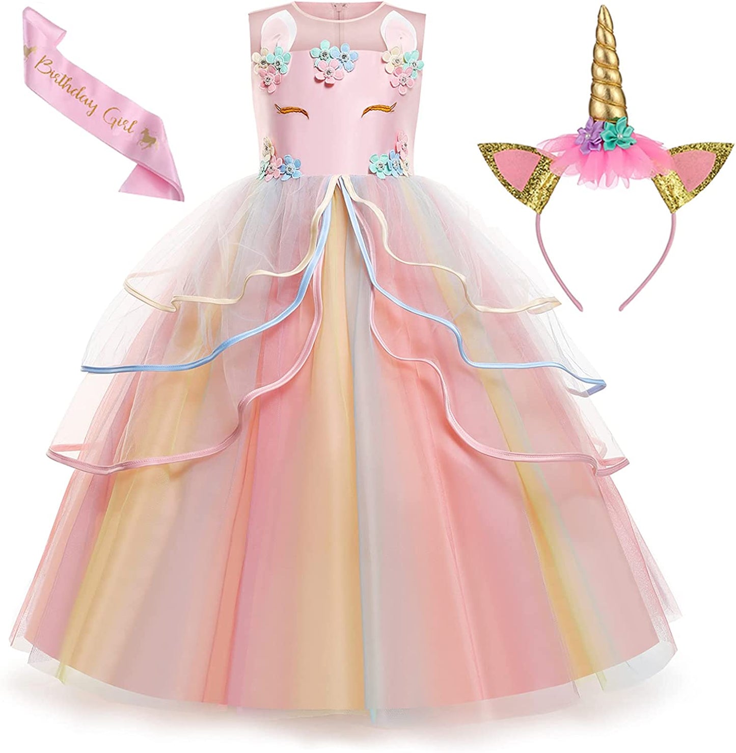 Vestido de Princesa tamanhos de 3 a 8 anos