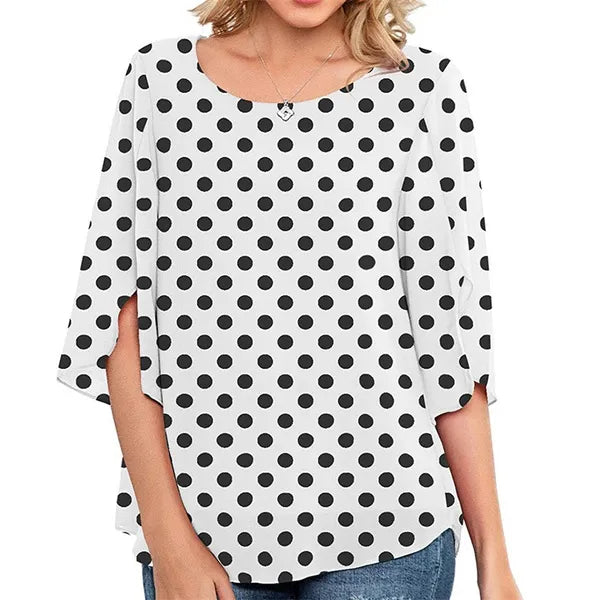 Blusa elegante com manga dupla chiffon