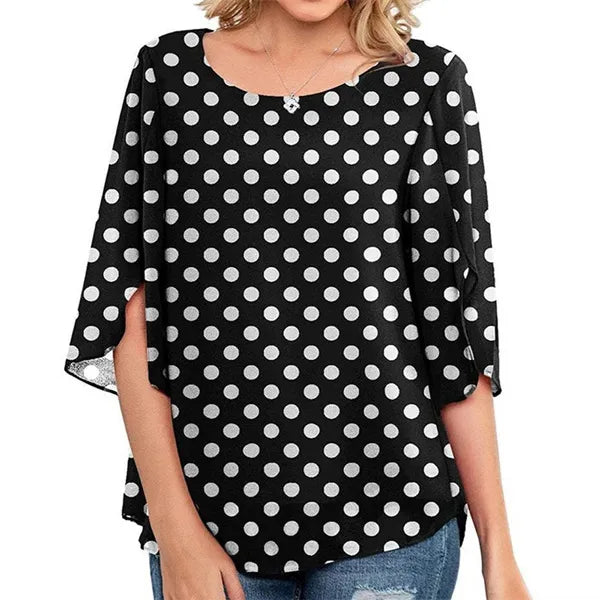 Blusa elegante com manga dupla chiffon