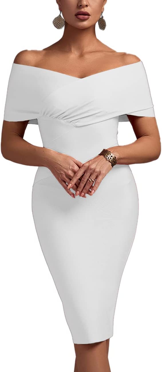 Vestido colado ao corpo ombro a ombro elegante