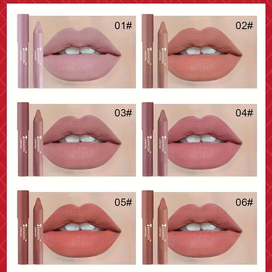 12 Unidades de batons delineadores labiais sexy de veludo de longa duração