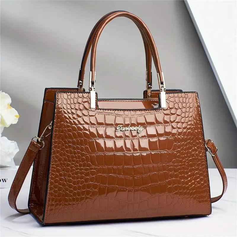 Bolsa de couro elegante versátil com padrão de crocodilo de 1 peça, bolsa multifuncional, bolsa crossbody, bolsa versátil da moda