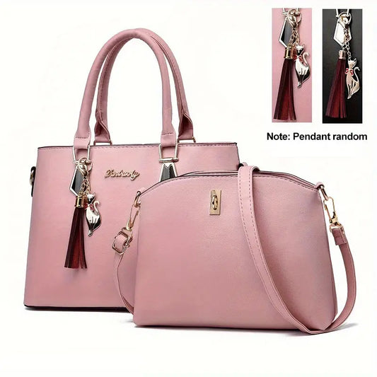 Conjunto de bolsa de courocom 2 peças,  bolsa crossbody, de escritório e de trabalho