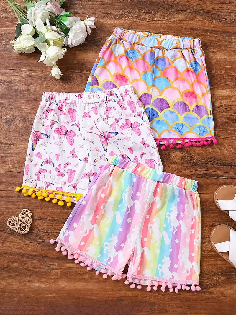 3 peças shorts para meninas