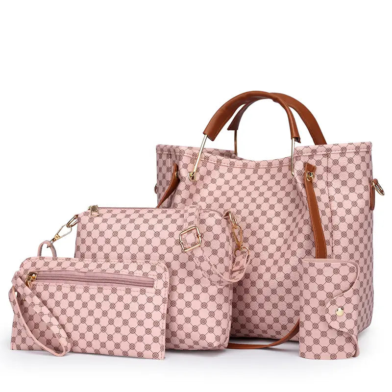 Conjunto 4 peças de bolsa de ombro com padrão geométrico, bolsa feminina, bolsa crossbody