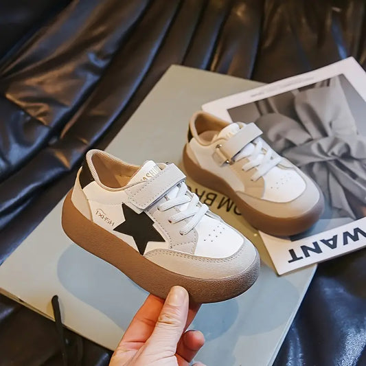 Sapatilhas  de skate vintage com padrão estrela para meninas – tênis confortáveis e antiderrapantes