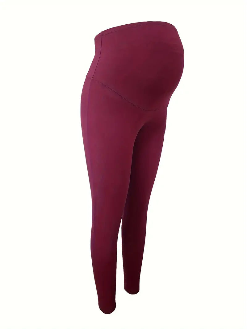 Calça elástica média para ioga, sólida, macia, esportiva, roupas femininas grávidas