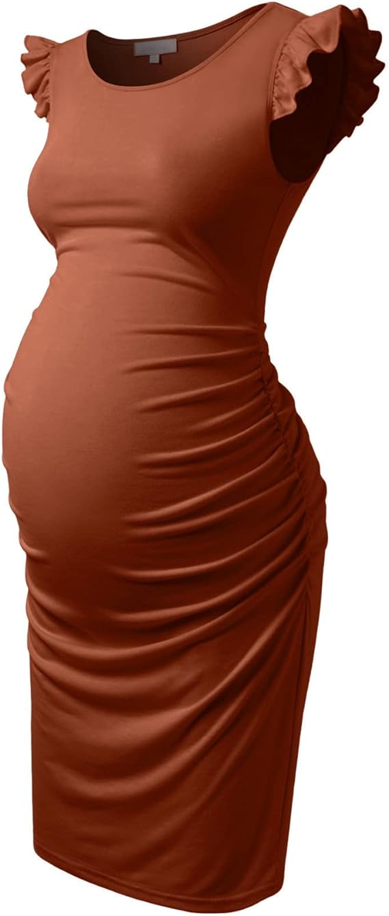 Vestido elegante para gestantes de manga voadora