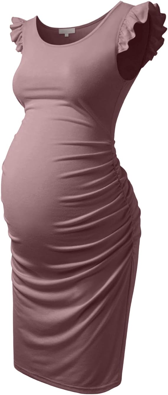 Vestido elegante para gestantes de manga voadora