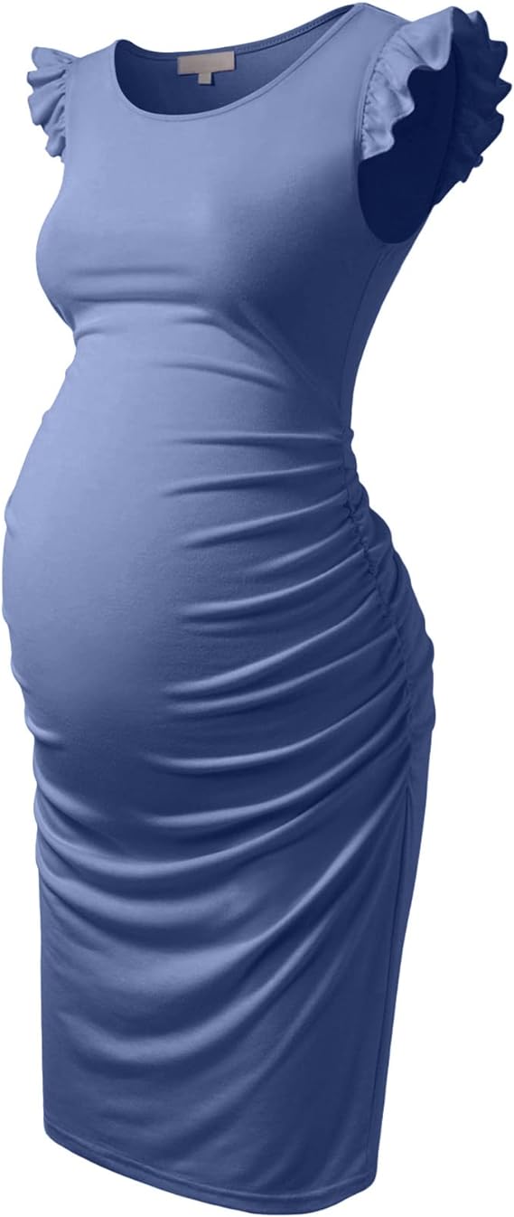 Vestido elegante para gestantes de manga voadora