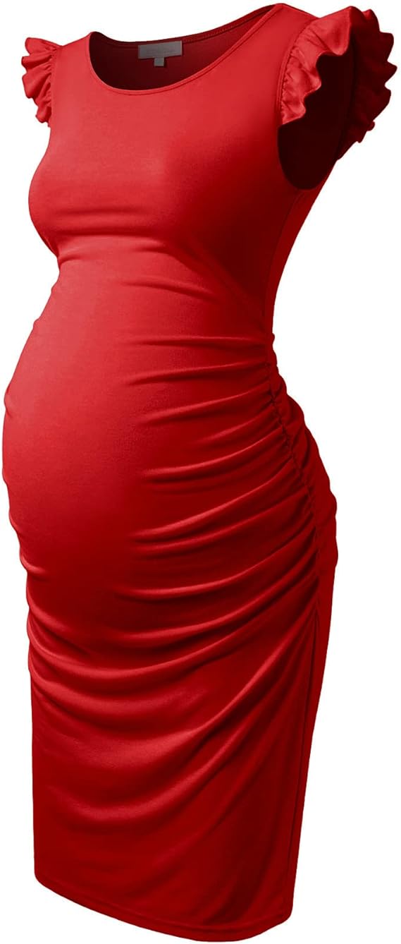 Vestido elegante para gestantes de manga voadora