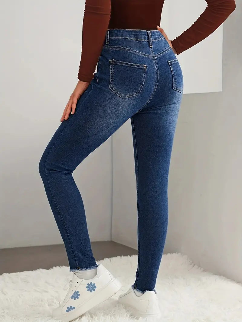 Calça Jeans skinny de cintura alta azul