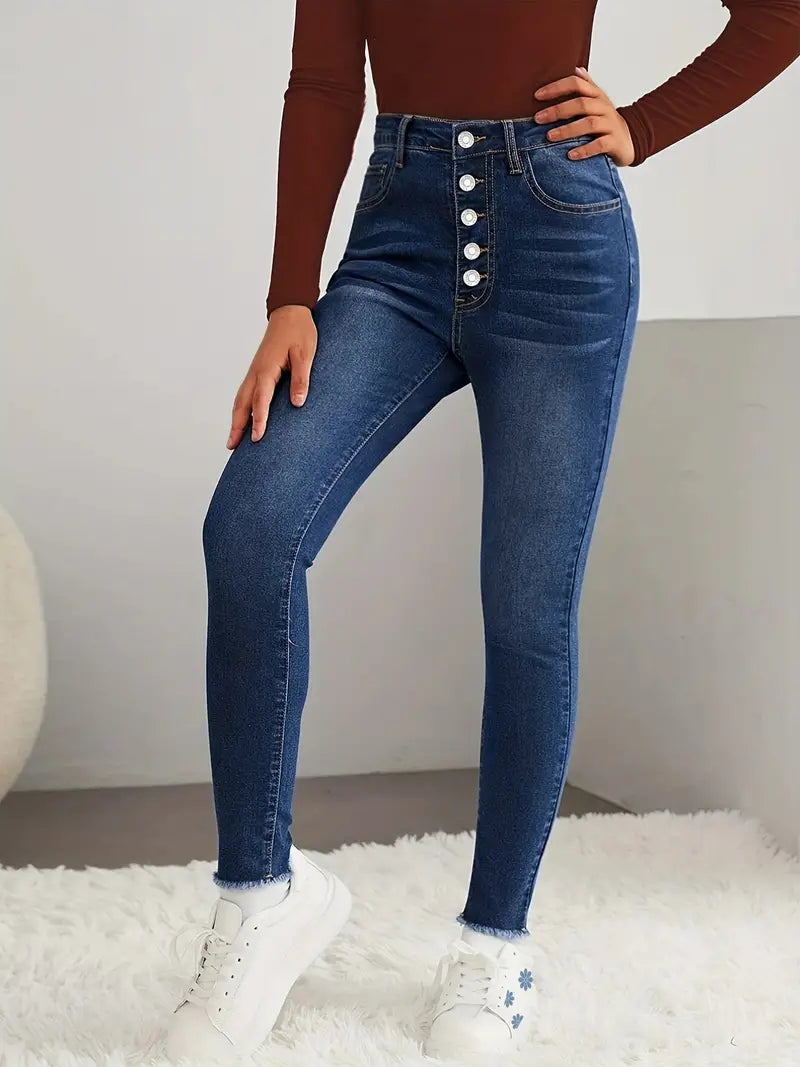 Calça Jeans skinny de cintura alta azul