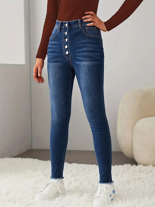 Calça Jeans skinny de cintura alta azul