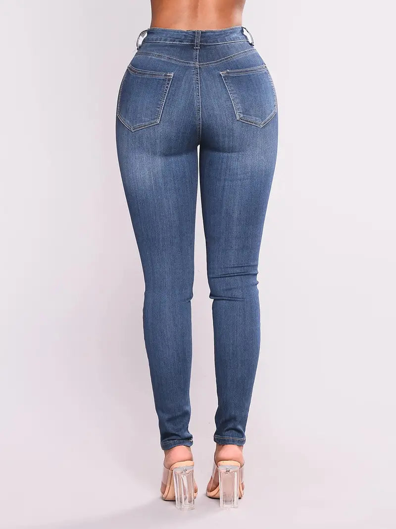 Calça Jeans skinny de cintura alta azul