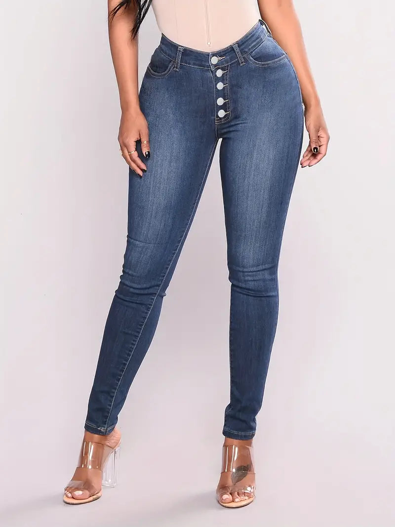 Calça Jeans skinny de cintura alta azul