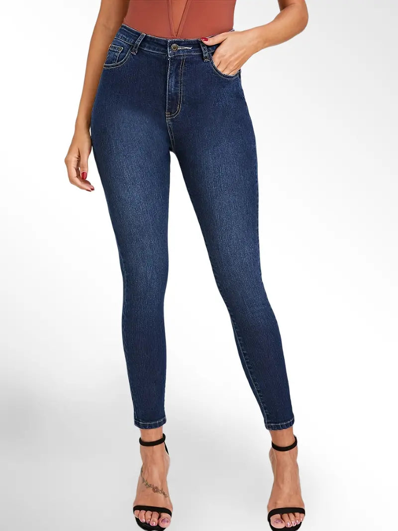 Calça Jeans skinny de cintura alta azul