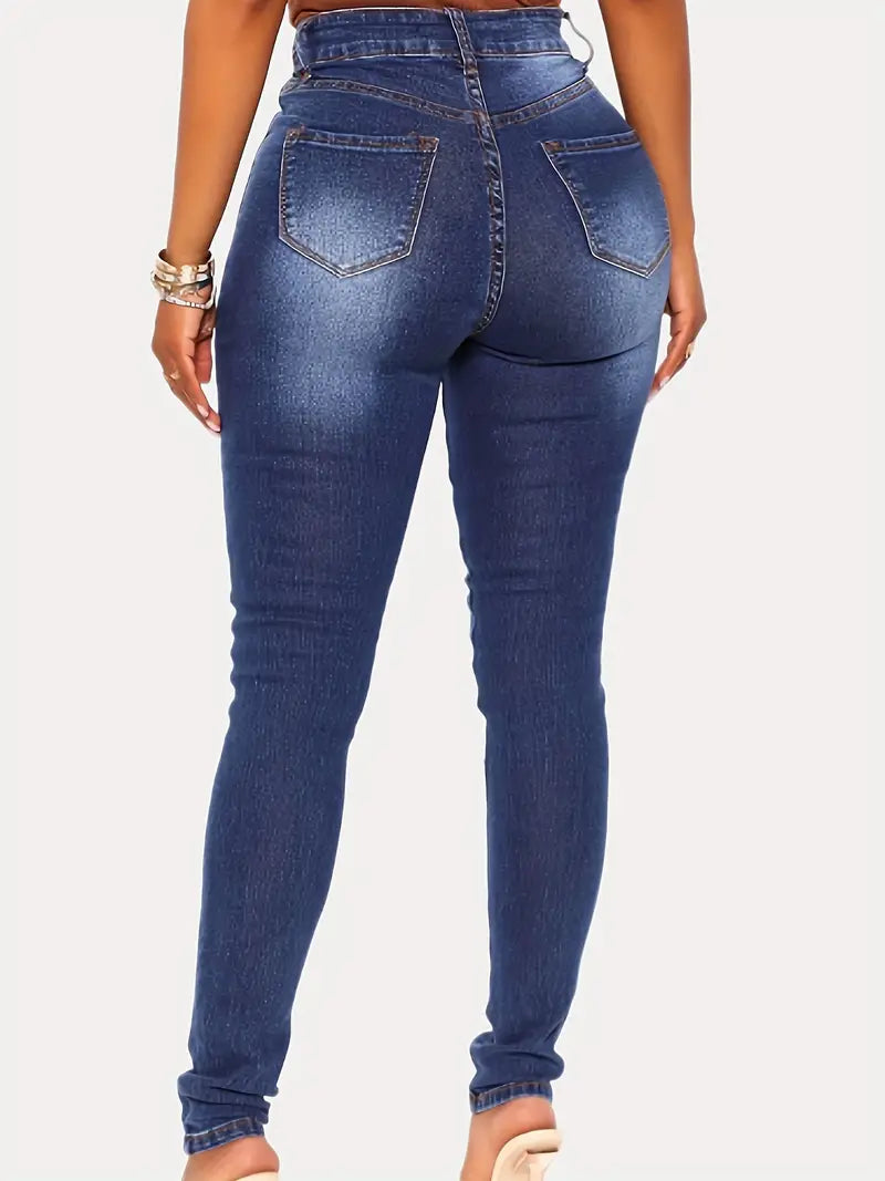 Calça Jeans skinny de cintura alta azul